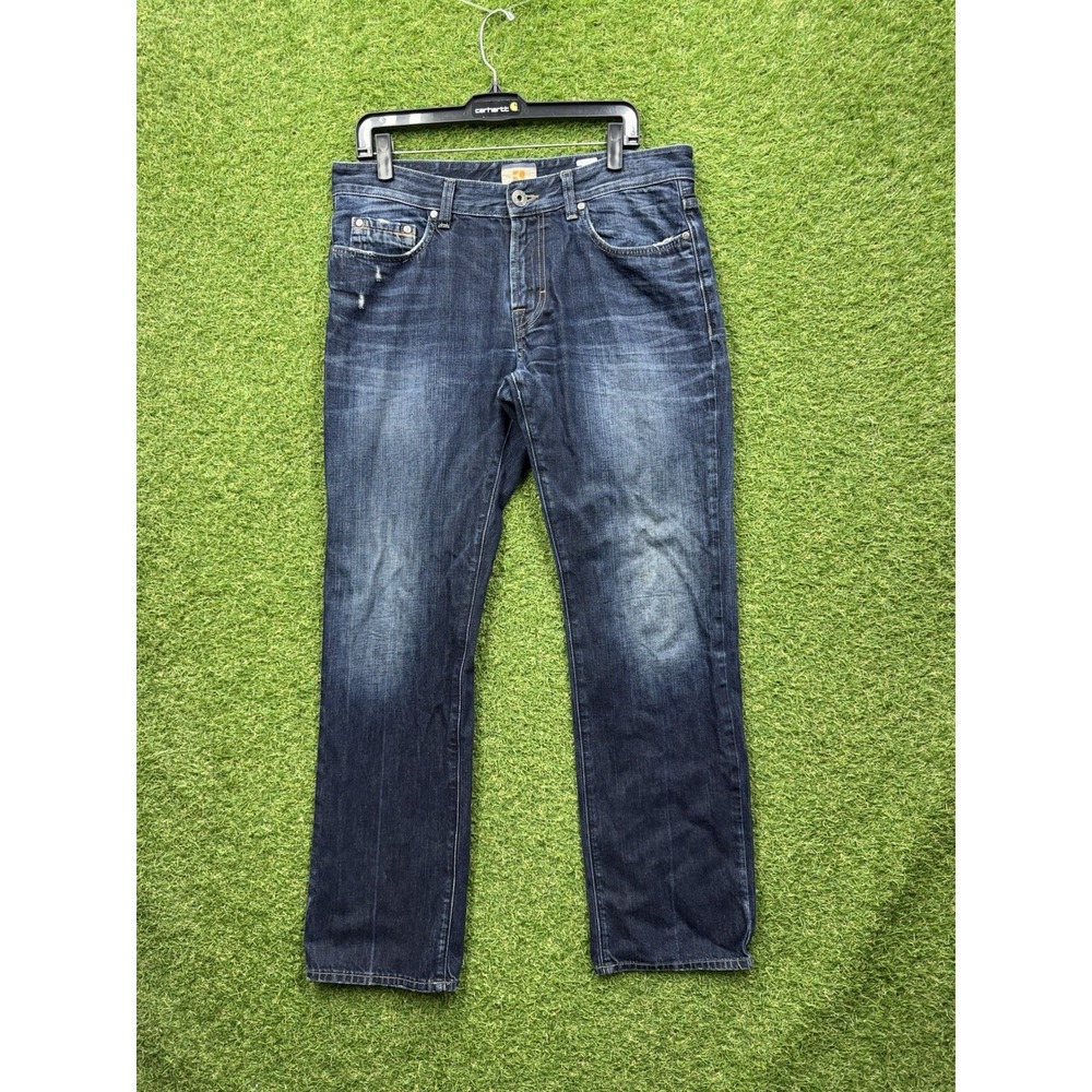 BOSS Hugo Boss Jeans Mens 36x32 Regular Fit Orange25 Zip Dark Wash Straight Leg